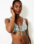 Paisley Print Plunge Bikini Top