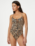 Printed Tie Front Swimsuit