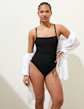 Ribbed Padded Square Neck Swimsuit