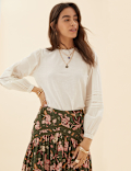 Pure Cotton Crew Neck Long Sleeve Top