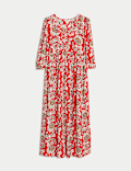 Floral V-Neck Midaxi Tea Dress