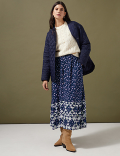 Geometric Floral Midaxi Tiered Skirt