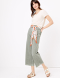 High Waisted Scarf Belt Wide Leg Jeans