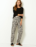 Linen Rich Animal Print Peg Trousers