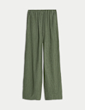 Viscose Rich Crinkle Elasticated Waist Wide Leg Trousers