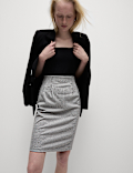 Jersey Checked Knee Length Pencil Skirt