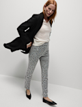 Jersey Checked Slim Fit Ankle Grazer Trousers