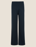 Jersey High Waisted Wide Leg Trousers