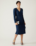 V-Neck Midi Wrap Dress