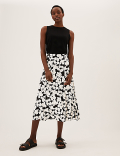 Floral Midi A-Line Skirt