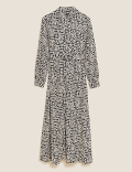 Dogtooth Belted Midaxi Shirt Dress