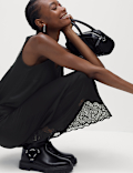 Satin Lace Midaxi Slip Skirt