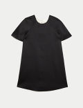 Bow Detail Round Neck Mini Shift Dress