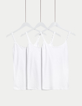 3pk Cotton Rich Lace Trim Vests