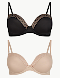2 Pack Padded Push-up Plunge Strapless Bras A-E