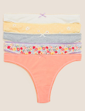5pk Cotton Rich Printed Thongs