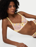 Abella Embroidered Mesh Wired Plunge Bra