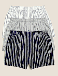3 Pack Pure Cotton Striped Woven Boxers