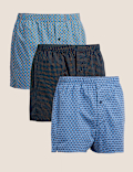 3pk Pure Cotton Printed Woven Boxers