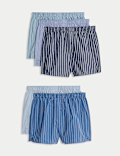 5pk Pure Cotton Striped Woven Boxers