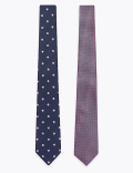 2 Pack Slim Woven Patterned Ties