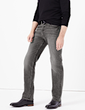 Straight Fit Vintage Wash Stretch Jeans