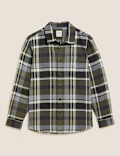 Pure Cotton Check Twill Overshirt