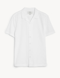 Pure Cotton Seersucker Cuban Collar Shirt
