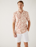 Linen Blend Leaf Print Shirt