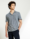 Cotton And Linen Striped Open Collar Polo Shirt