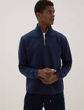 Cotton Blend Half Zip Sweatshirt