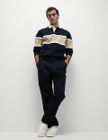 Pure Cotton Pique Colour Block Sweatshirt