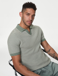 Cotton Rich Open Neck Knitted Polo Shirt