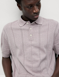 Pure Cotton Textured Knitted Polo Shirt