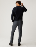 Regular Fit Wool Blend Flat Front Trousers