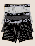 3pk Cotton with Stretch Printed Trunks