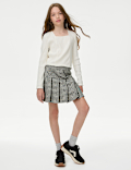 Cotton Blend Dogtooth Skort (6-16 Yrs)