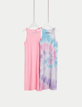 2pk Cotton Rich Rib Tie Dye Dresses (6-16 Yrs)