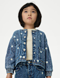Denim Daisy Embroidered Bomber (2-8 Yrs)