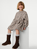 Cotton Rich Leopard Jumper Dress (1-8 Yrs)
