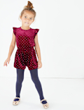 Glitter Spot Print Playsuit & Tights (3 Months - 7 Years)