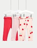 3pk Cotton Rich Cherry Leggings (0-3 Yrs)