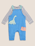 2pc Cotton Rich Dinosaur Dungaree Outfit (0-3 Yrs)