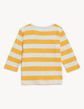 Pure Cotton Striped Dinosaur Top