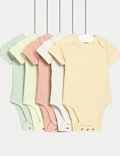 5pk Cotton Rich Plain Ribbed Bodysuits (6½lbs-3 Yrs)