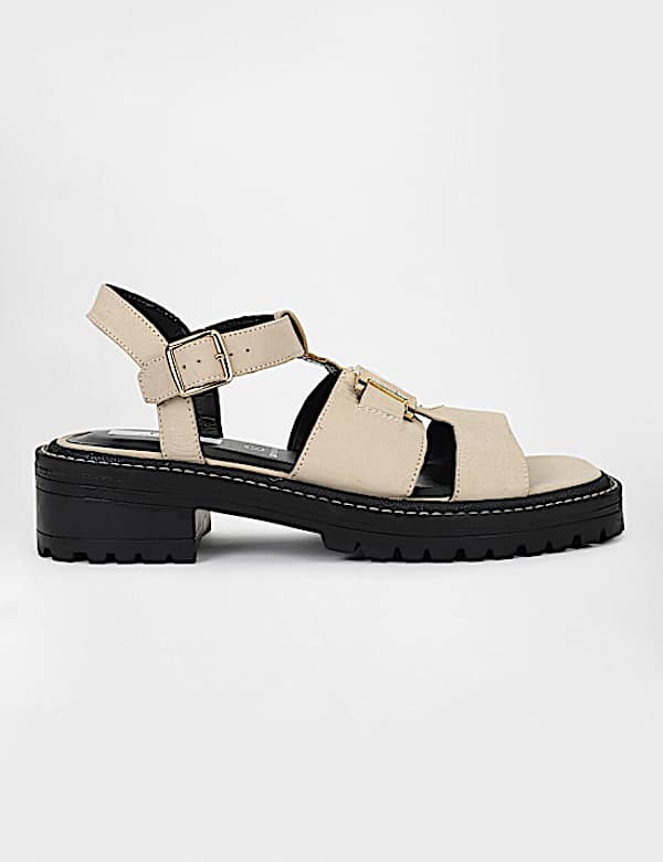 Leather Buckle Closure Sandals