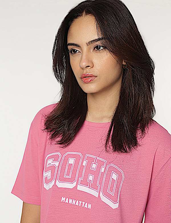 Typography Printed Round Neck T-Shirt