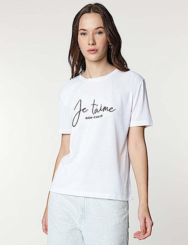 Embroidered Round Neck T-Shirt