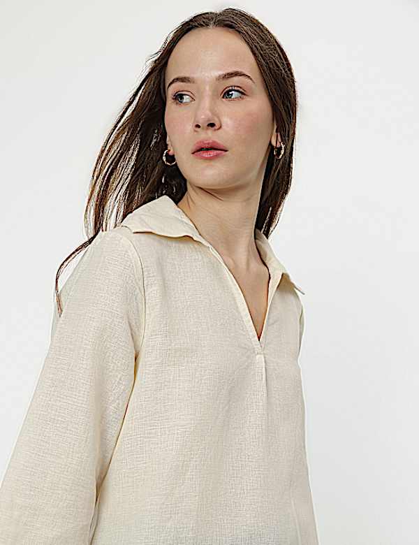 Linen Rich 3/4 Sleeves Top