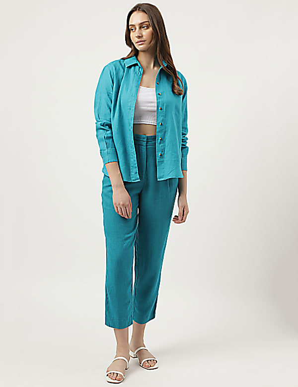 Pure Linen Spread Collar Shirt